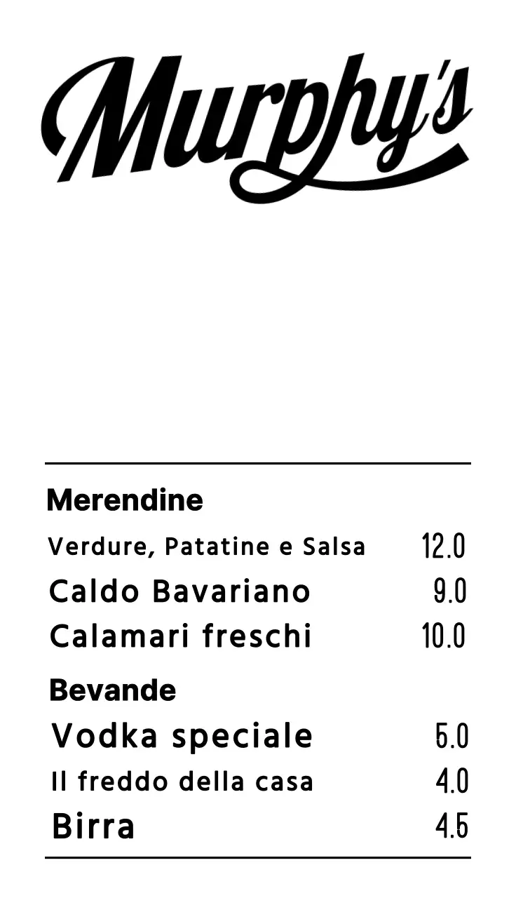 Un cartello per gli orari di apertura del menu dall'aspetto retrò con testo e illustrazioni in bianco, nero e rosso della vetrina di un pub