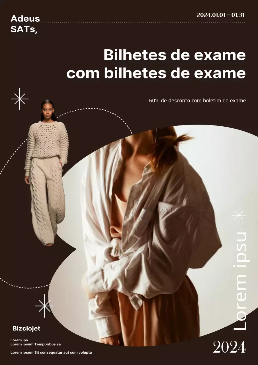 Fundo castanho Conceito moderno de vestuário Evento de desconto para estudantes