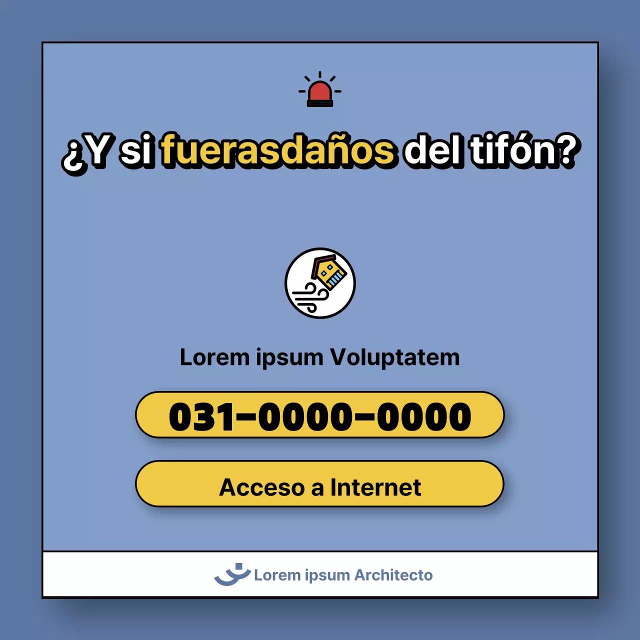 Un post sobre cómo afrontar los daños del tifón en azul y amarillo