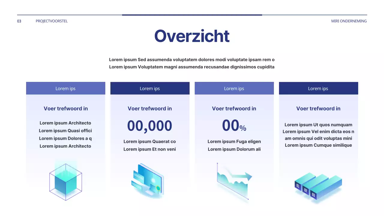 Een eenvoudig projectvoorstel in blauw