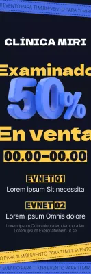 Oferta de descuento en dermatología para los examinandos de la selectividad, con un diseño tipográfico que enfatiza el mensaje, gráficos numéricos en 3D y contraste de colores.