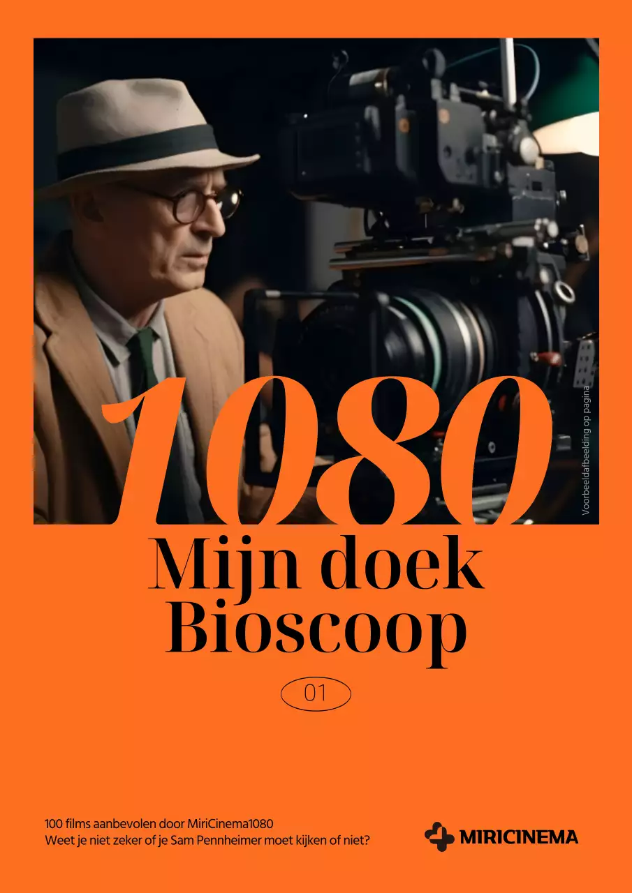 Een filmtijdschrift met een eenvoudige oranje achtergrond en foto's van mensen