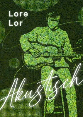 Illustration eines Mannes, der eine Trommelgitarre in grüner Veranstaltung spielt