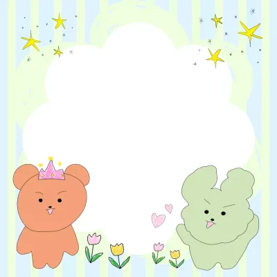 Nota de mochi de cachorro de oso garabateado con fondo de rayas verde lima