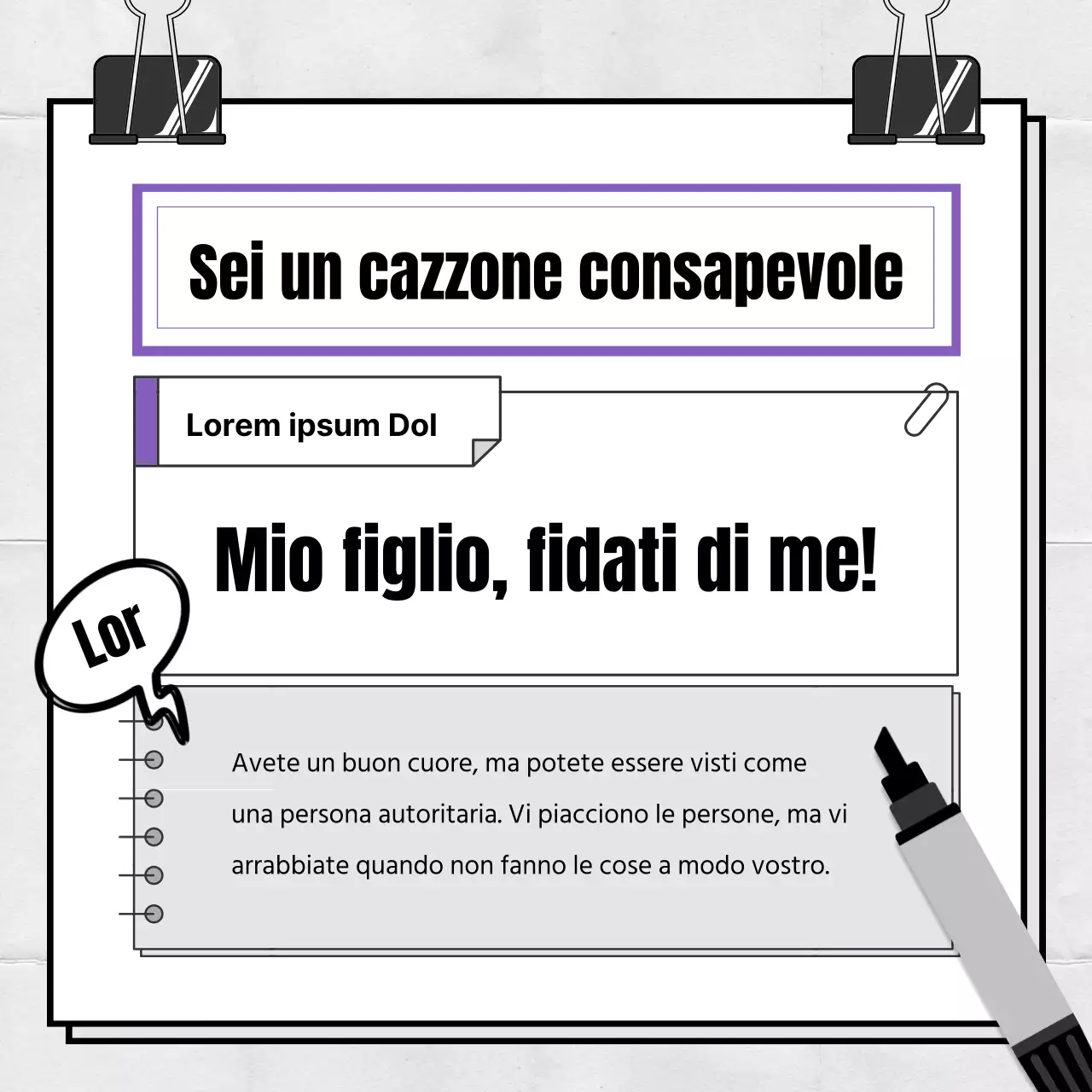 Un semplice post di test diagnostico blu e bianco di tipo goofy