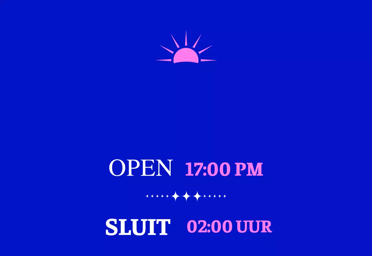 Promoot een cocktailbar met een blauwe en roze zonillustratie