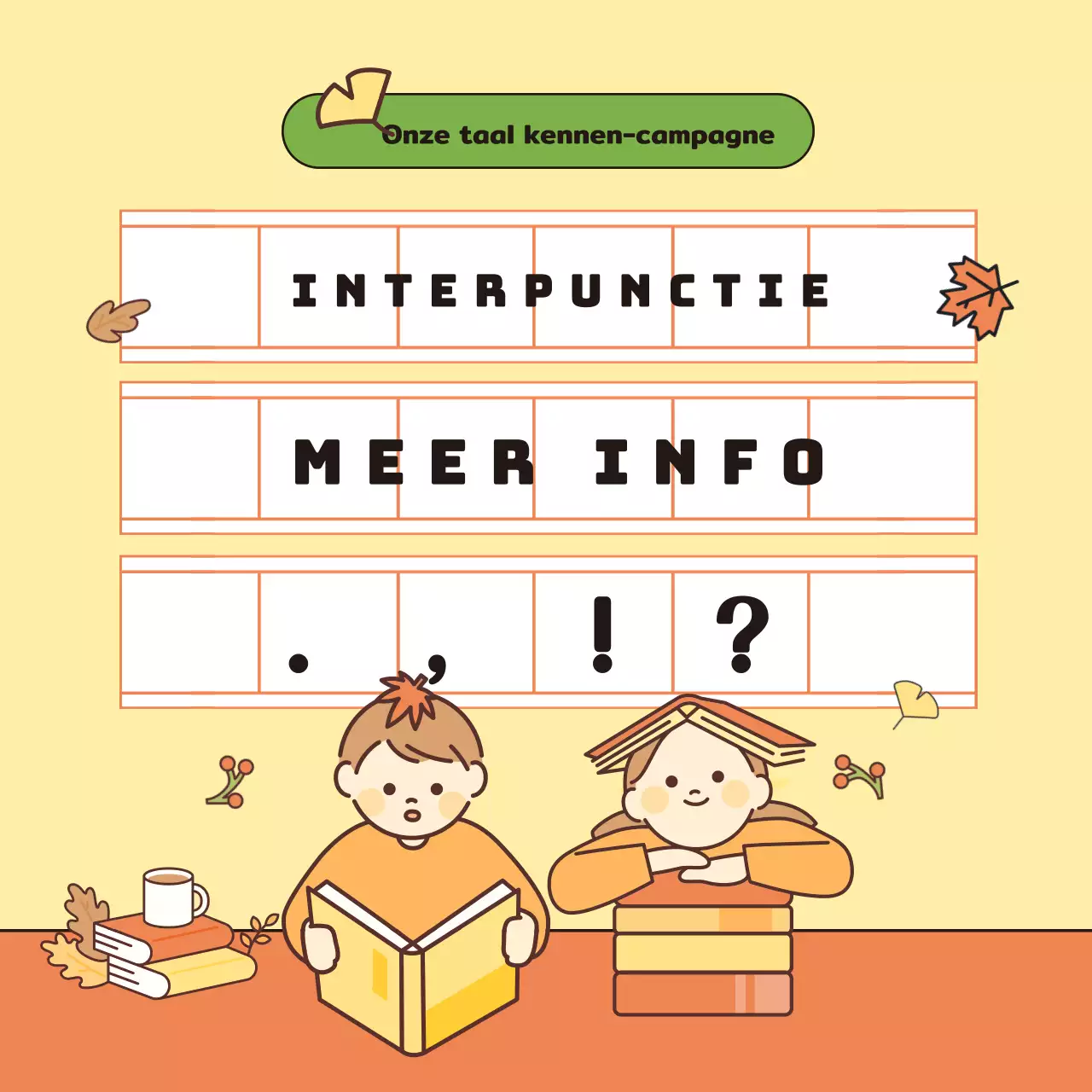 Koreaans lesmateriaal met schattige illustraties in geel en oranje