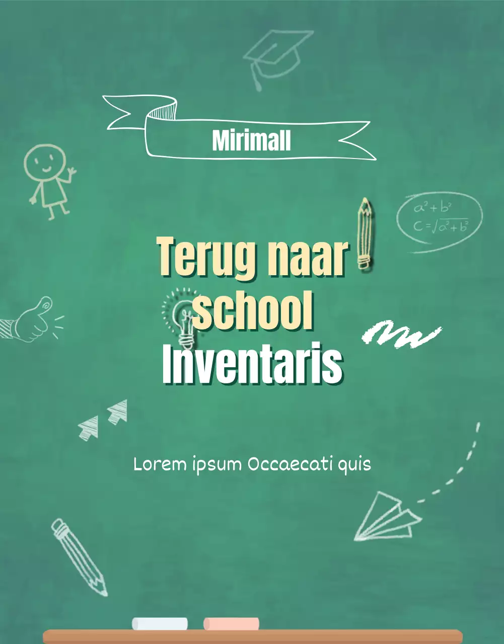 Terug naar school accessoires met een groen krijtbord achtergrond