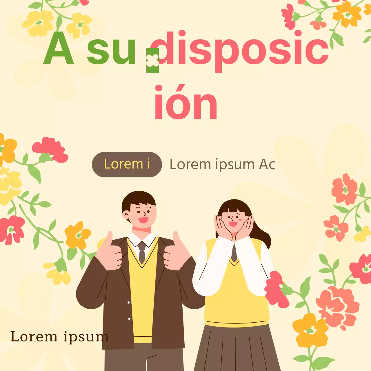 Floristería kitsch en amarillo y chartreuse para promocionar los actos de la temporada de exámenes