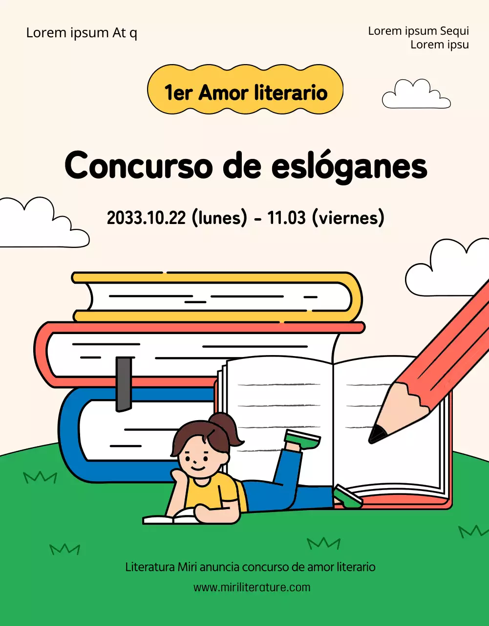 Concurso de eslóganes de ilustraciones de libros verdes y amarillos