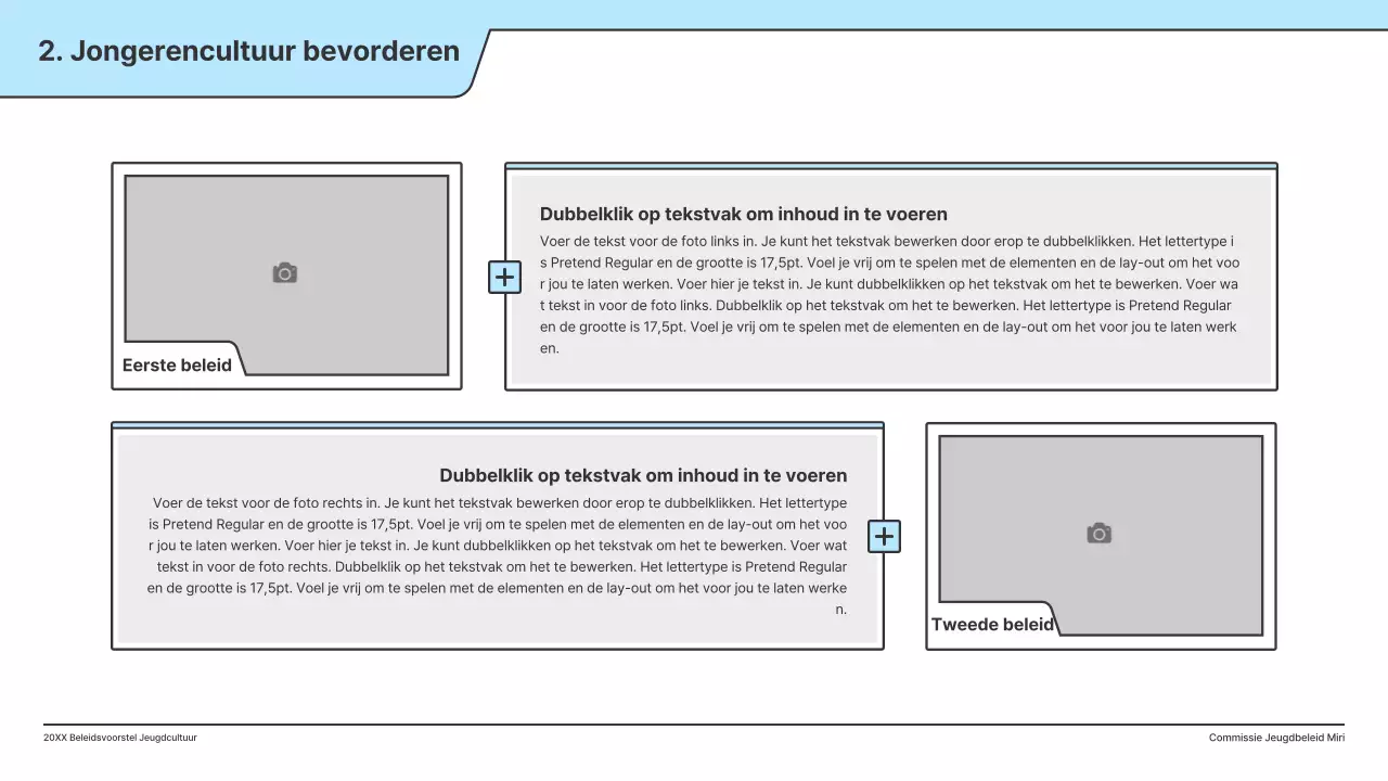 Een beleidsvoorstel met een strakke illustratie in lichtblauw en een indexpuntvorm.