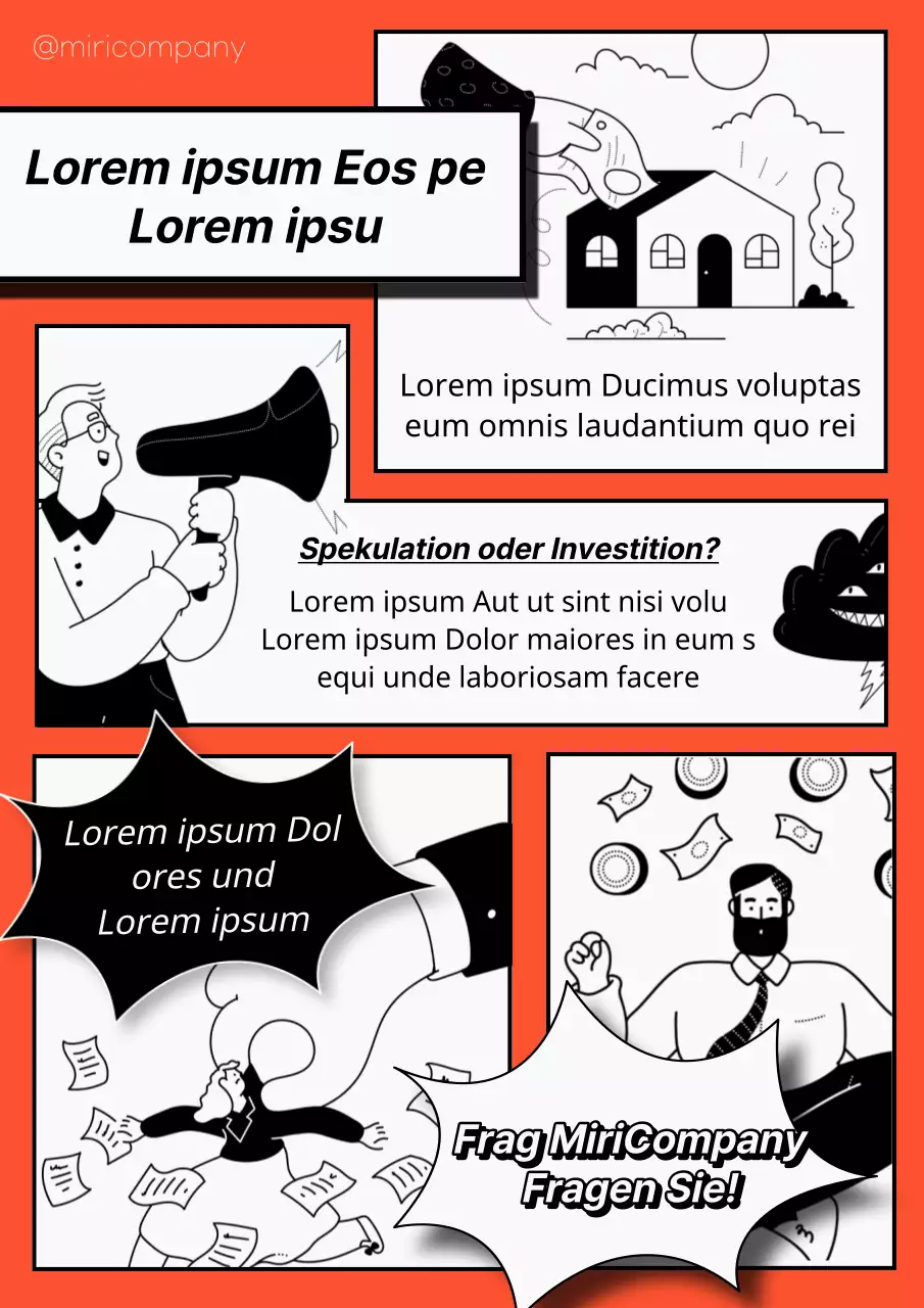 Moderne Immobilien-Investitionsanzeige in Rot, Schwarz und Weiß