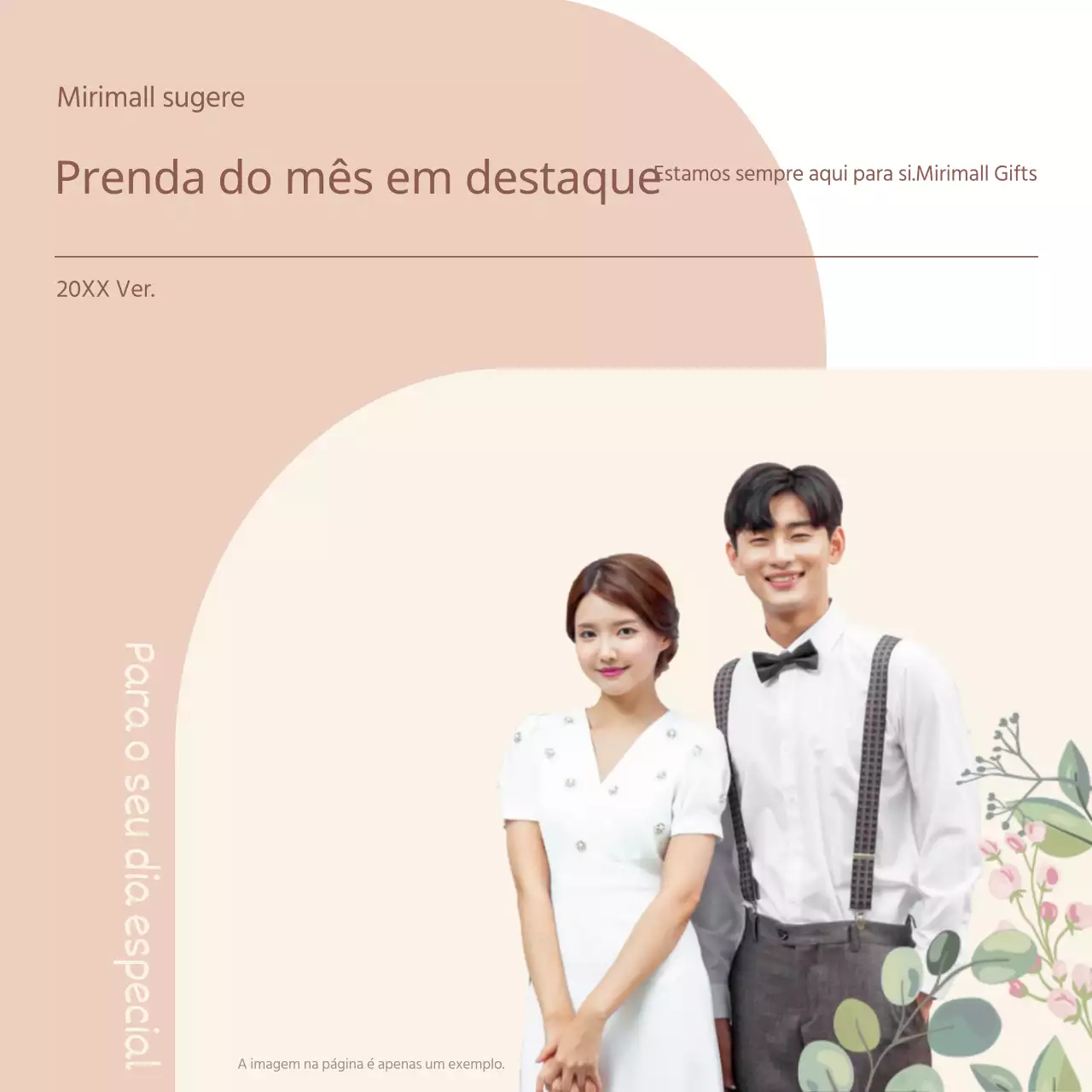 Anúncio de prenda de casamento elegante sobre um fundo marfim