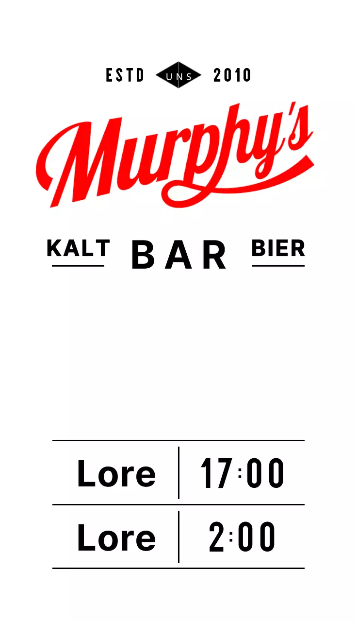 Ein Retro-Look Menü Öffnungszeiten Zeichen mit weiß schwarz rot Pub Schaufenster Text und Illustrationen