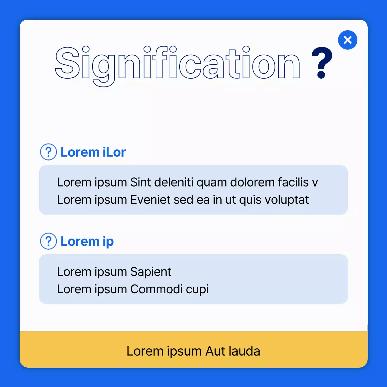 Explication de l'information pour un simple motif foncé de bleu et de jaune