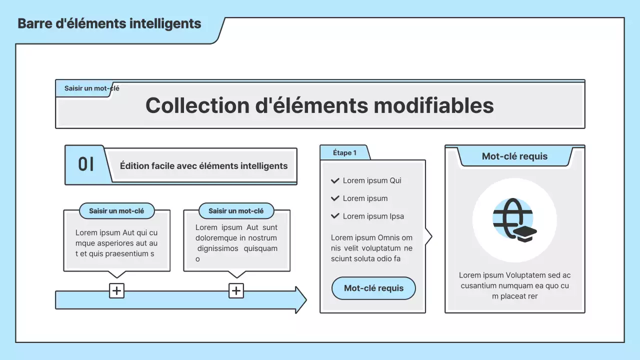 Une proposition politique avec une illustration claire en bleu clair et une forme de point d'indice.