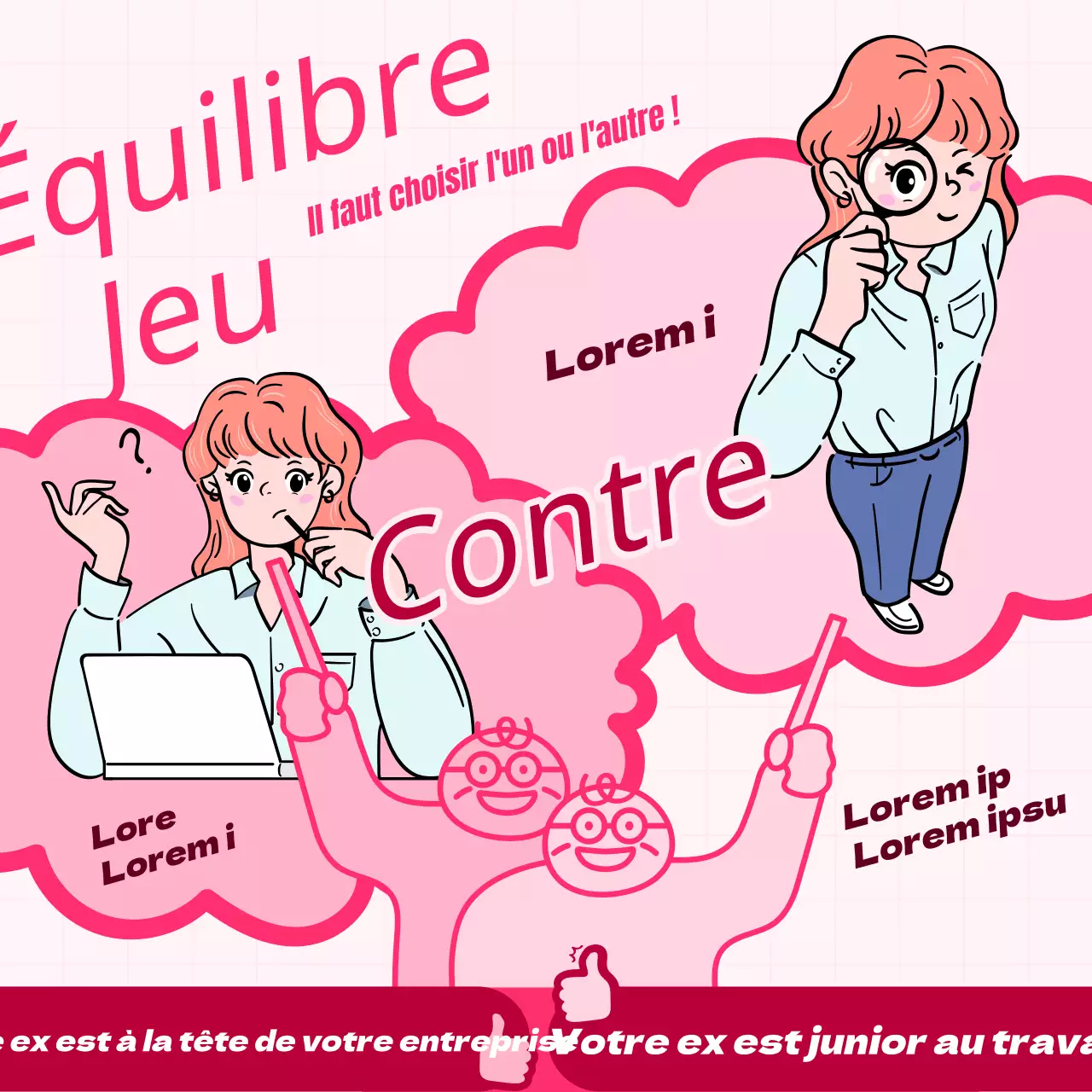 Une publicité pour un jeu d'équilibre rose kitsch