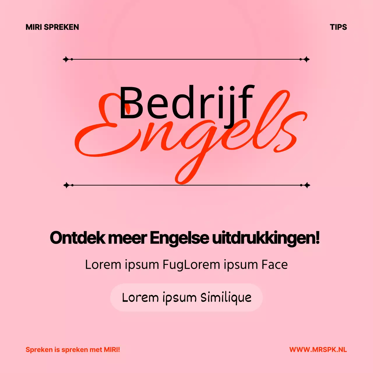 Minimalistisch lesmateriaal zakelijk Engels in roze en wit