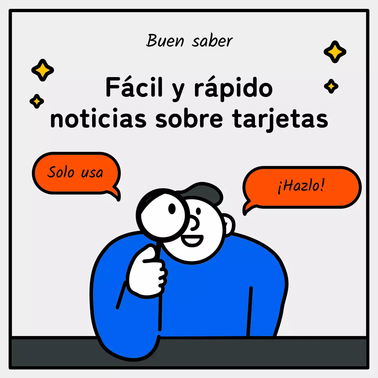 Ilustración básica y simpática con acentos azules, rojos y amarillos