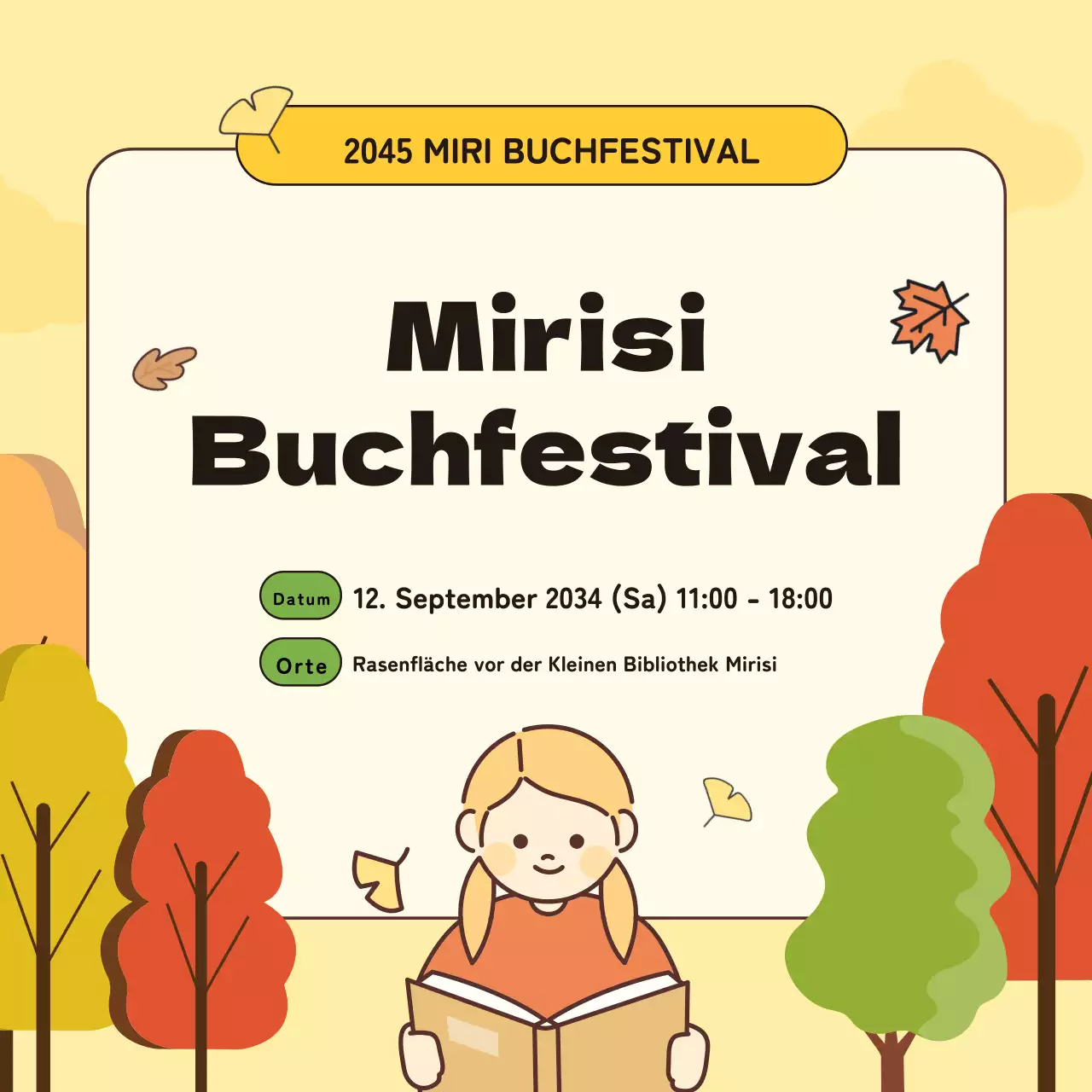 Koreanisches Sprachlehrmaterial mit niedlichen Illustrationen in Gelb und Orange