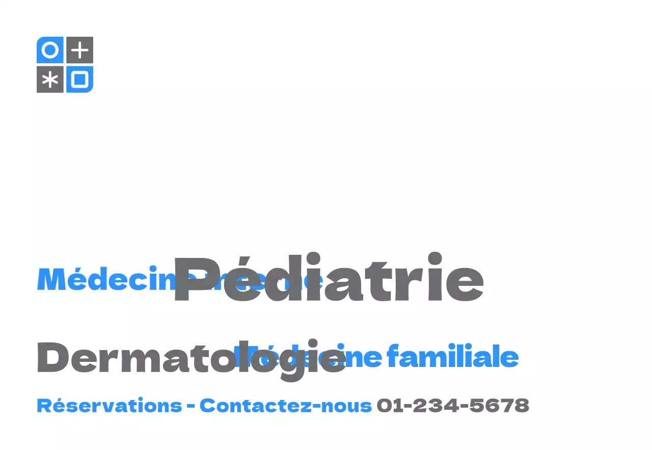 Promotionnel avec un design simple comportant un logo bleu et gris et le nom du cabinet.