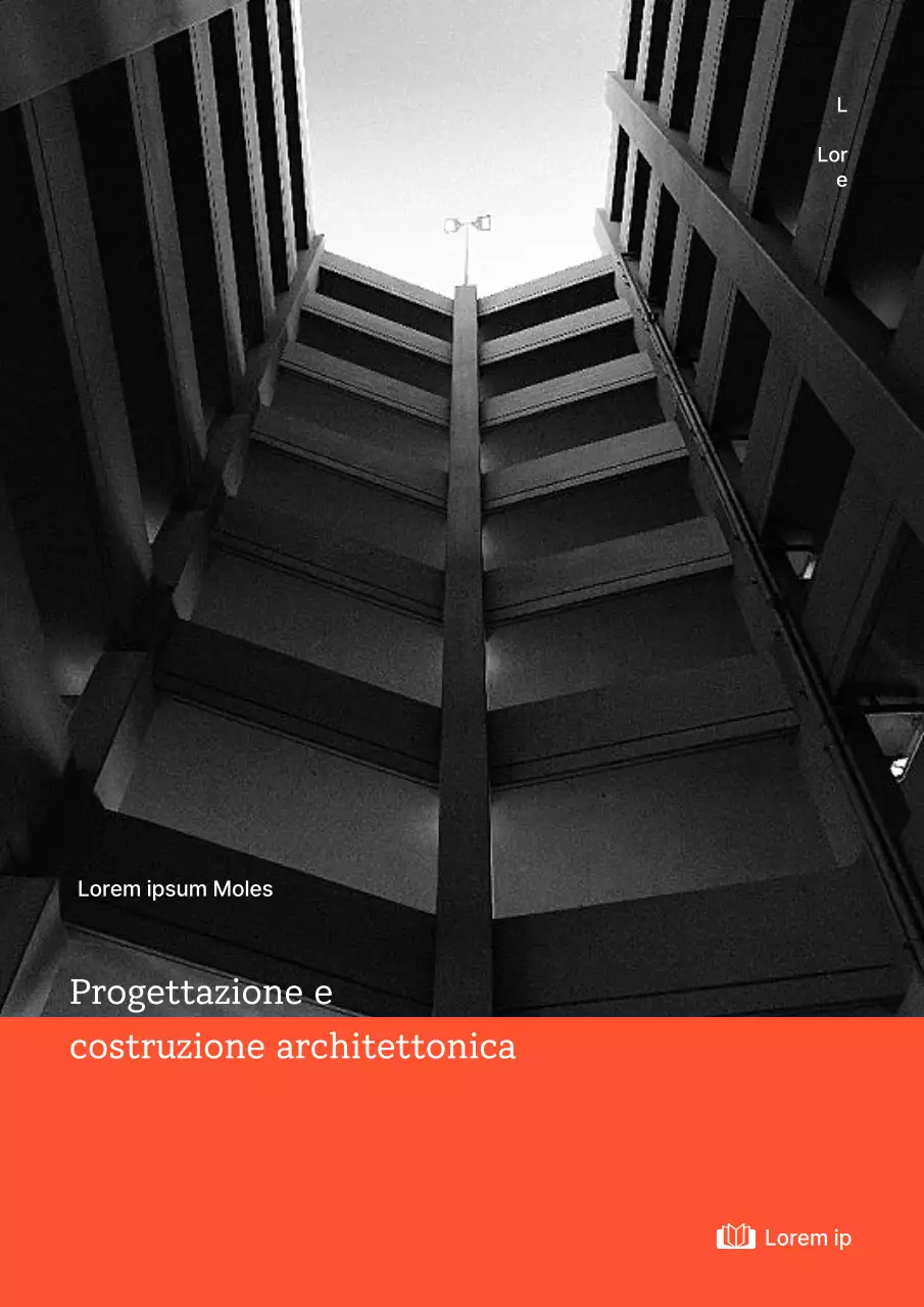 Copertina del libro di design architettonico con accenti multicolori su un edificio foto