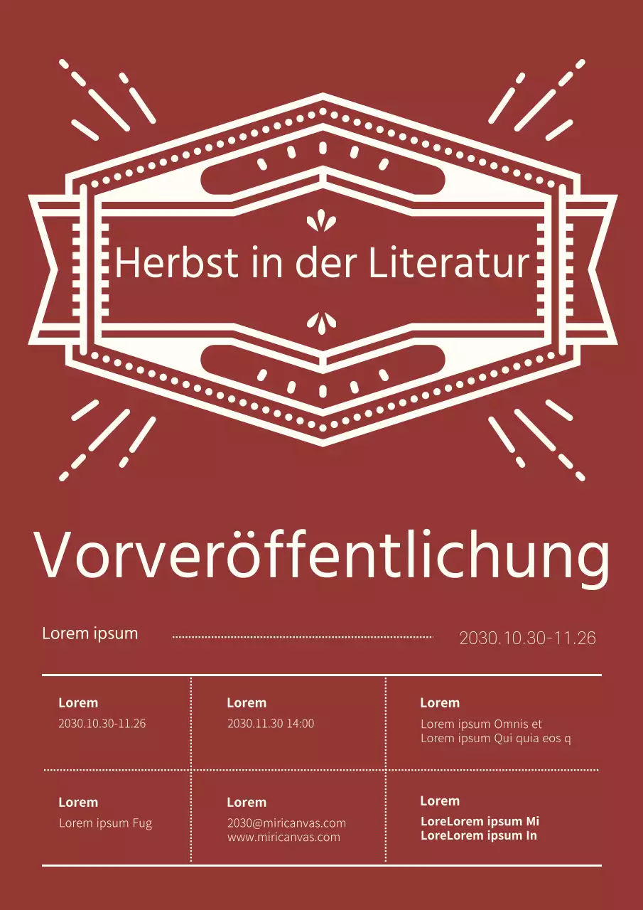 Ein Kranich-Event mit einem herbstlichen Retro-Konzept in Burgunderrot und Weiß