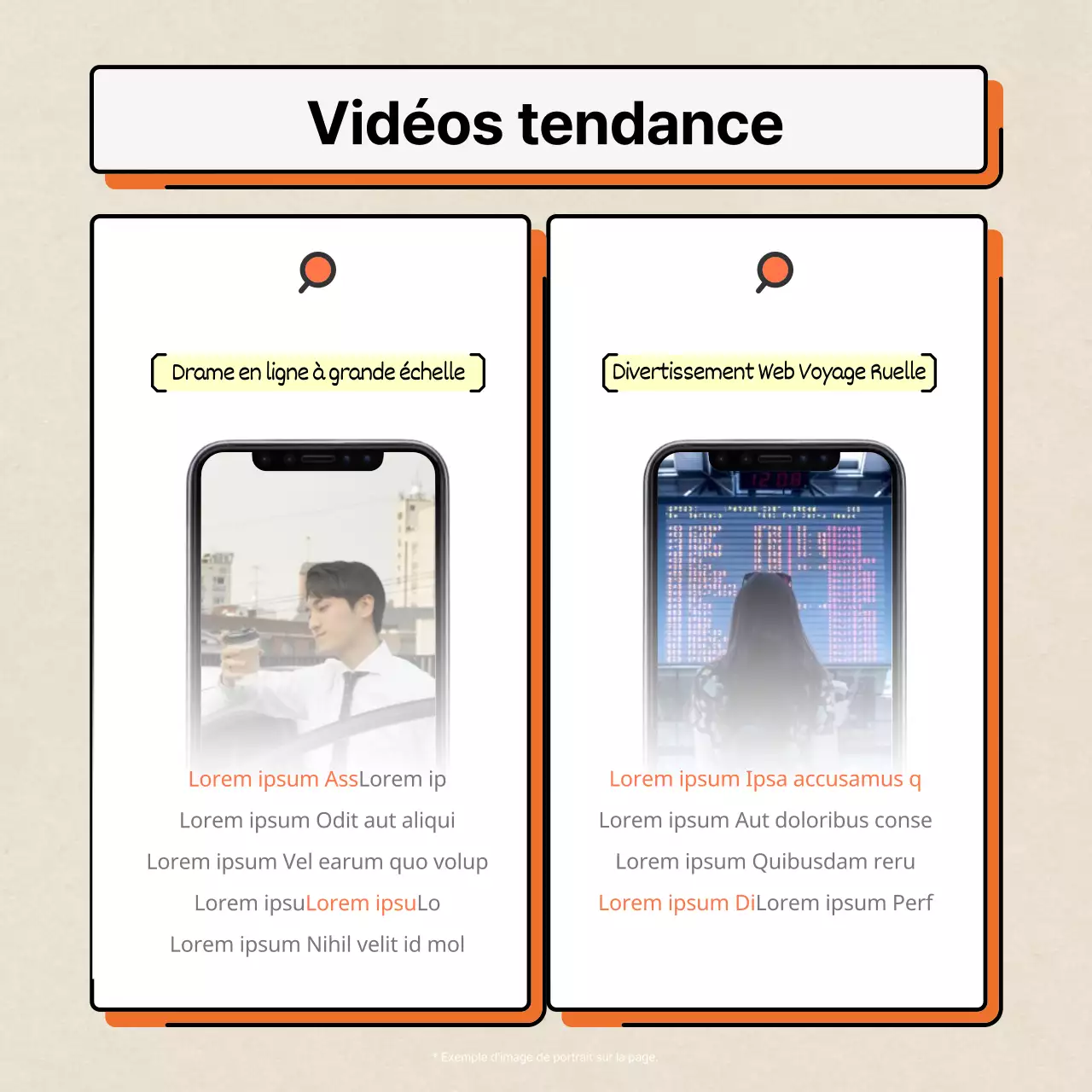 Orange et blanc, moderne et propre, mettant en valeur les informations marketing