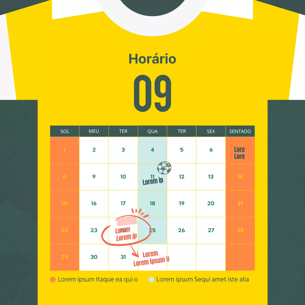 Uma linha cronológica simples com o conceito de uniforme amarelo