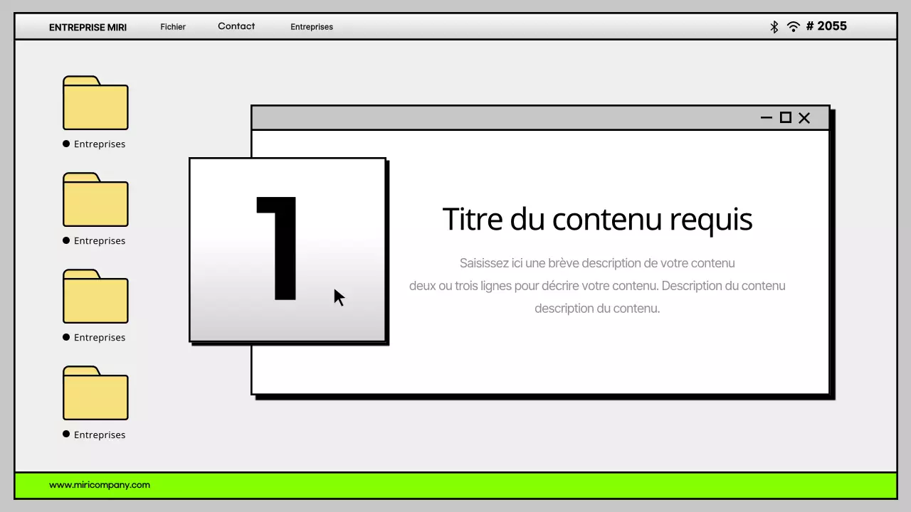 Interface utilisateur d'ordinateur simple en gris et chartreuse Profil de l'entreprise