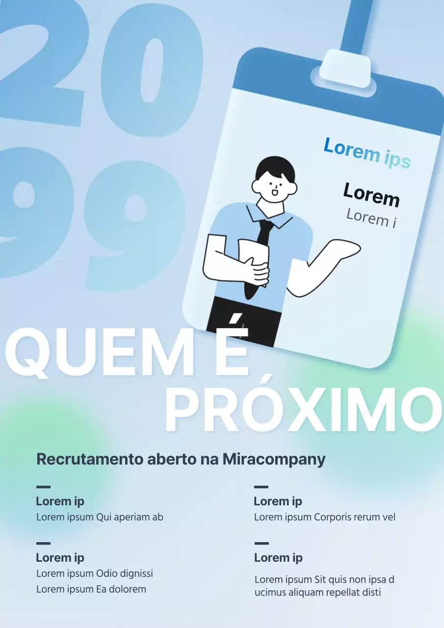 Um anúncio de emprego simples em azul claro e menta
