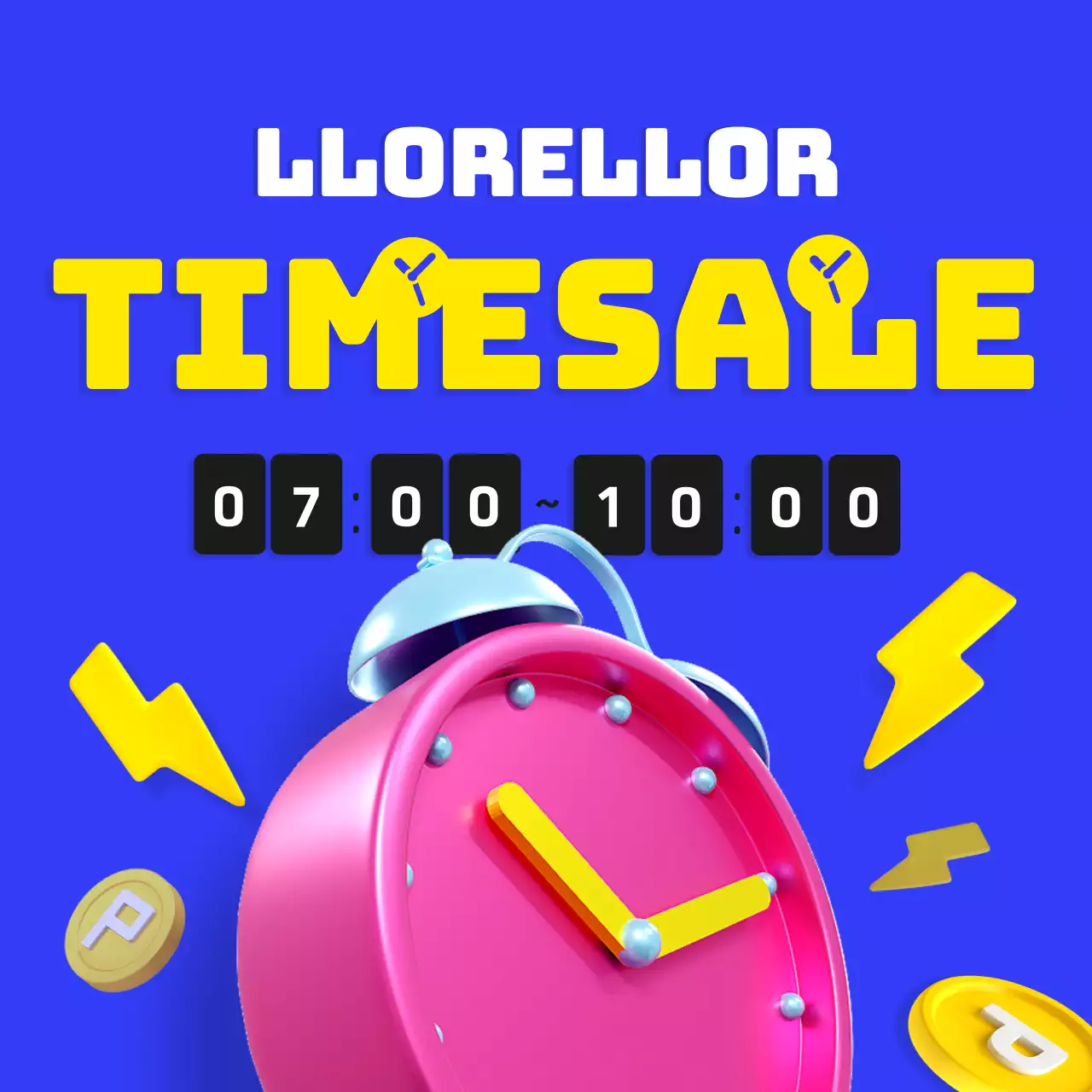 Promoot een timesale met een knalblauw en geel