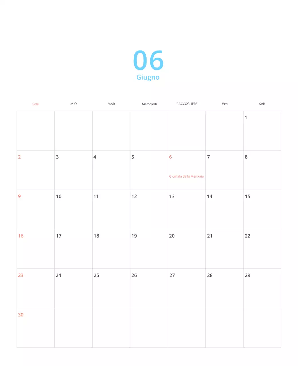 Calendario illustrato multicolore