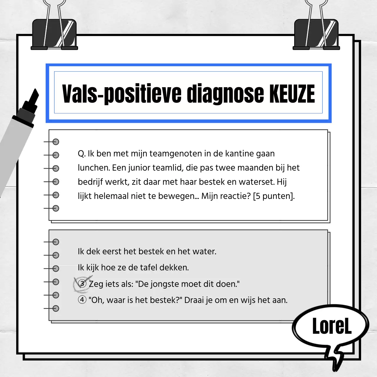 Een eenvoudige blauw-witte diagnostische testpost