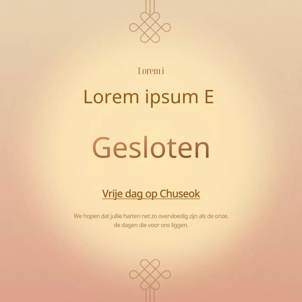 Aankondiging van Chuseok-sluiting met een traditioneel patroon met verloopkleuren geel en rood