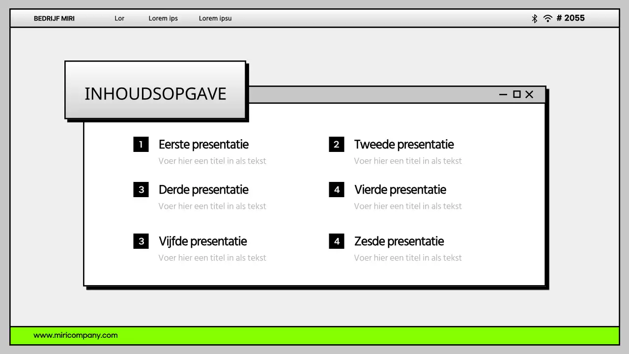 Eenvoudige computer desktop UI in grijs en chartreuse Bedrijfsprofiel