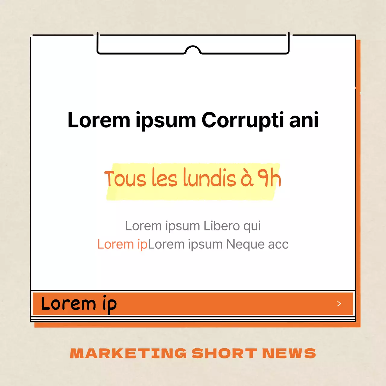 Orange et blanc, moderne et propre, mettant en valeur les informations marketing
