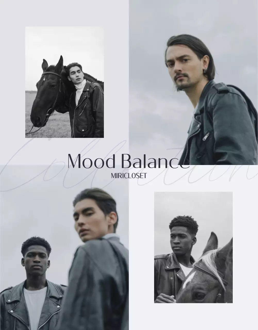 파랑 회색의 트렌드한 남성 의류 광고