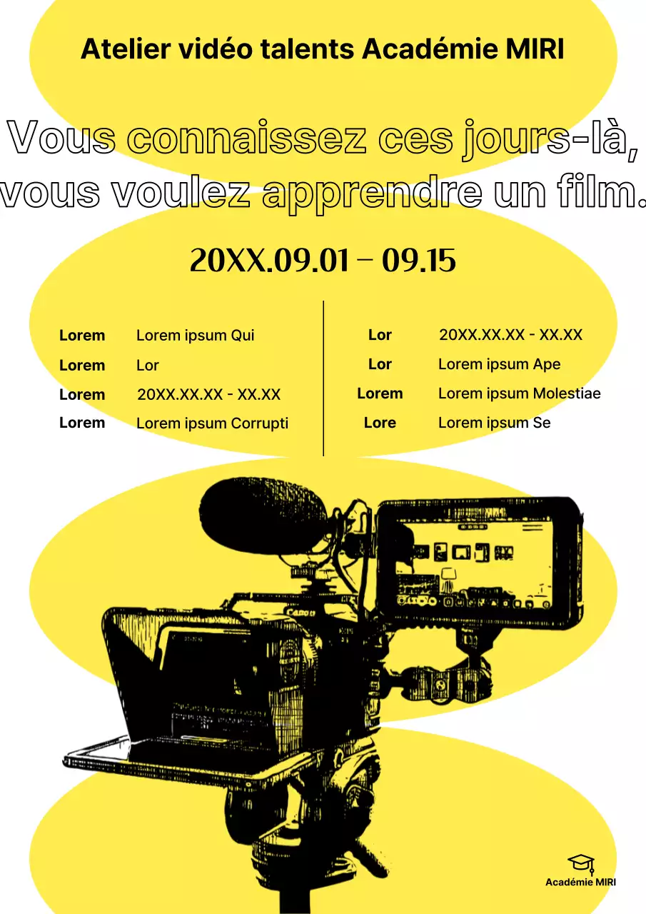 Atelier vidéo sur le dessin au crayon jaune et noir