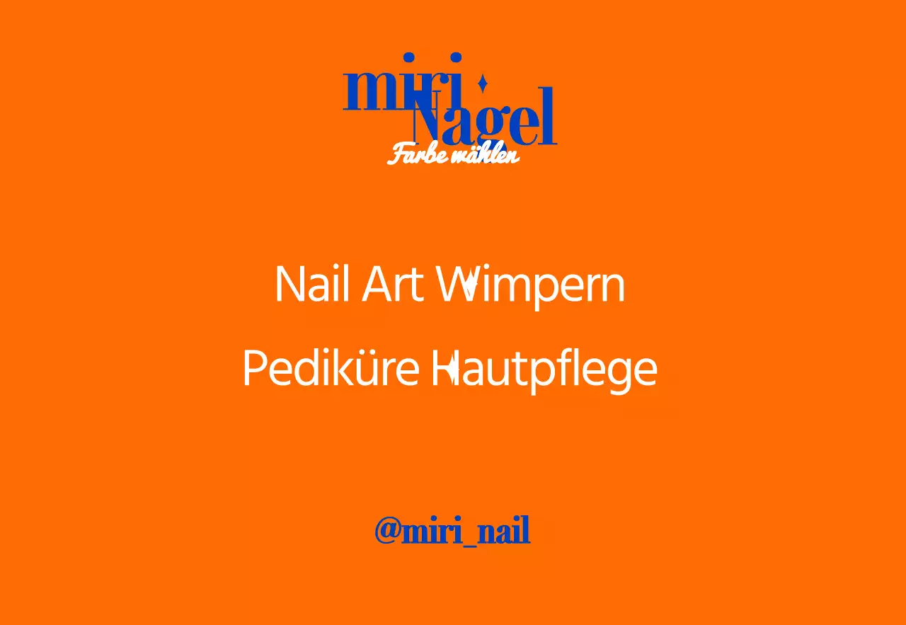Nette Nail Art Shop Werbung mit blauem und orangem Text