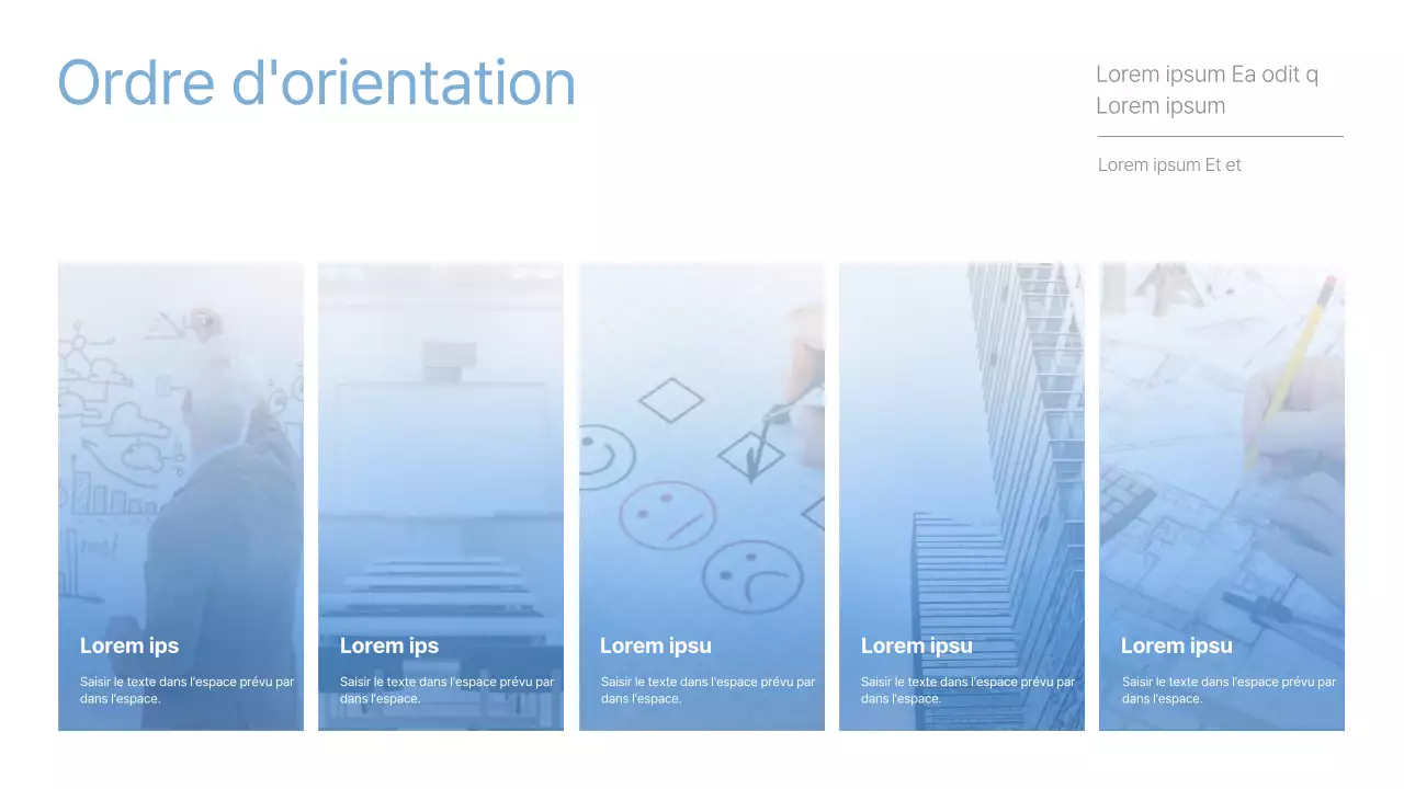 Orientation des cours à l'aide d'une photo avec un dégradé bleu clair et blanc