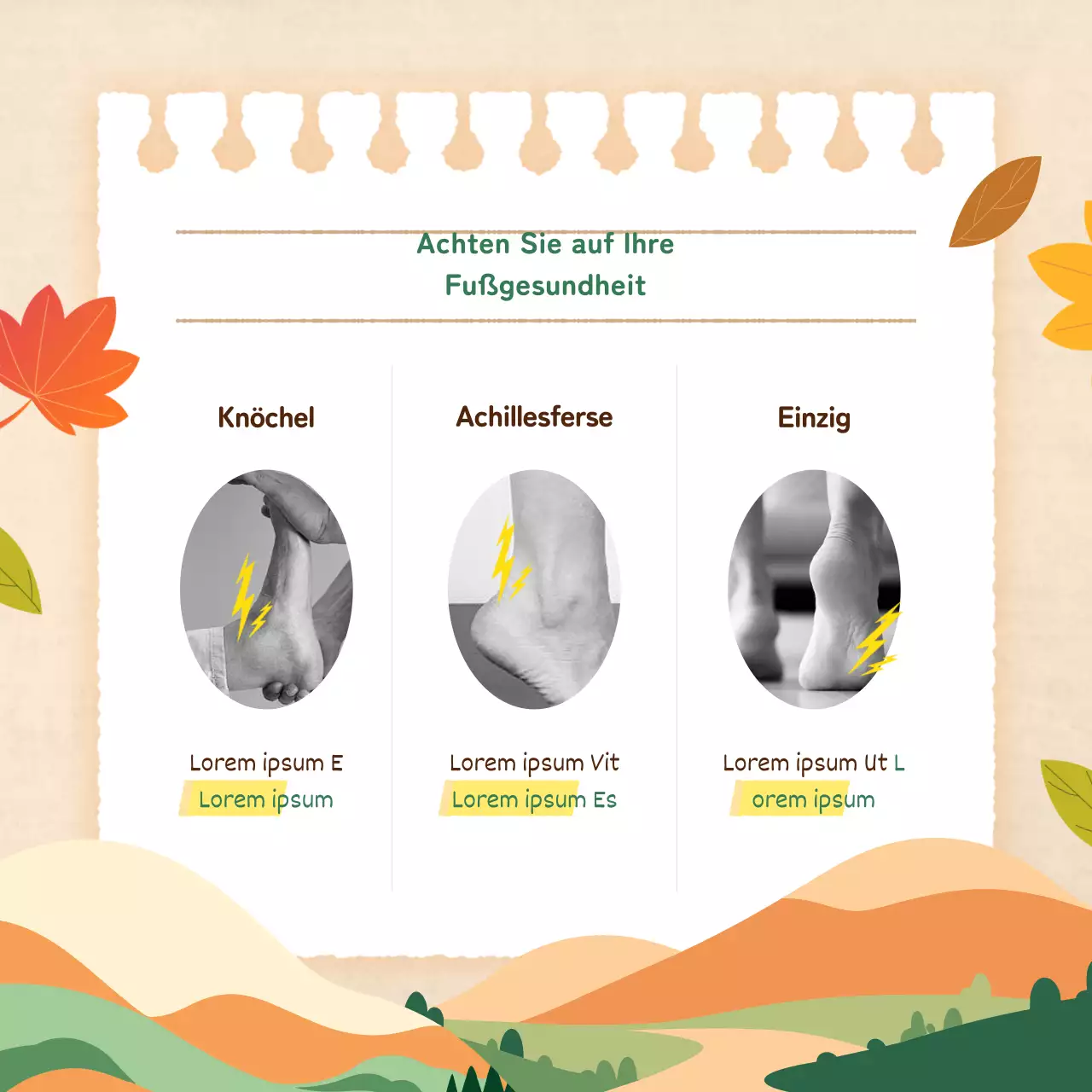 Werben Sie für moderne, einfache Herbstwanderungen in Orange und Beige