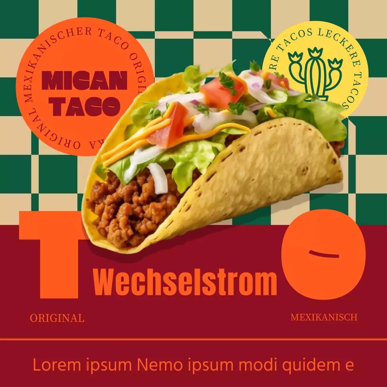  Trendige Taco-Werbung in Orange und Grün