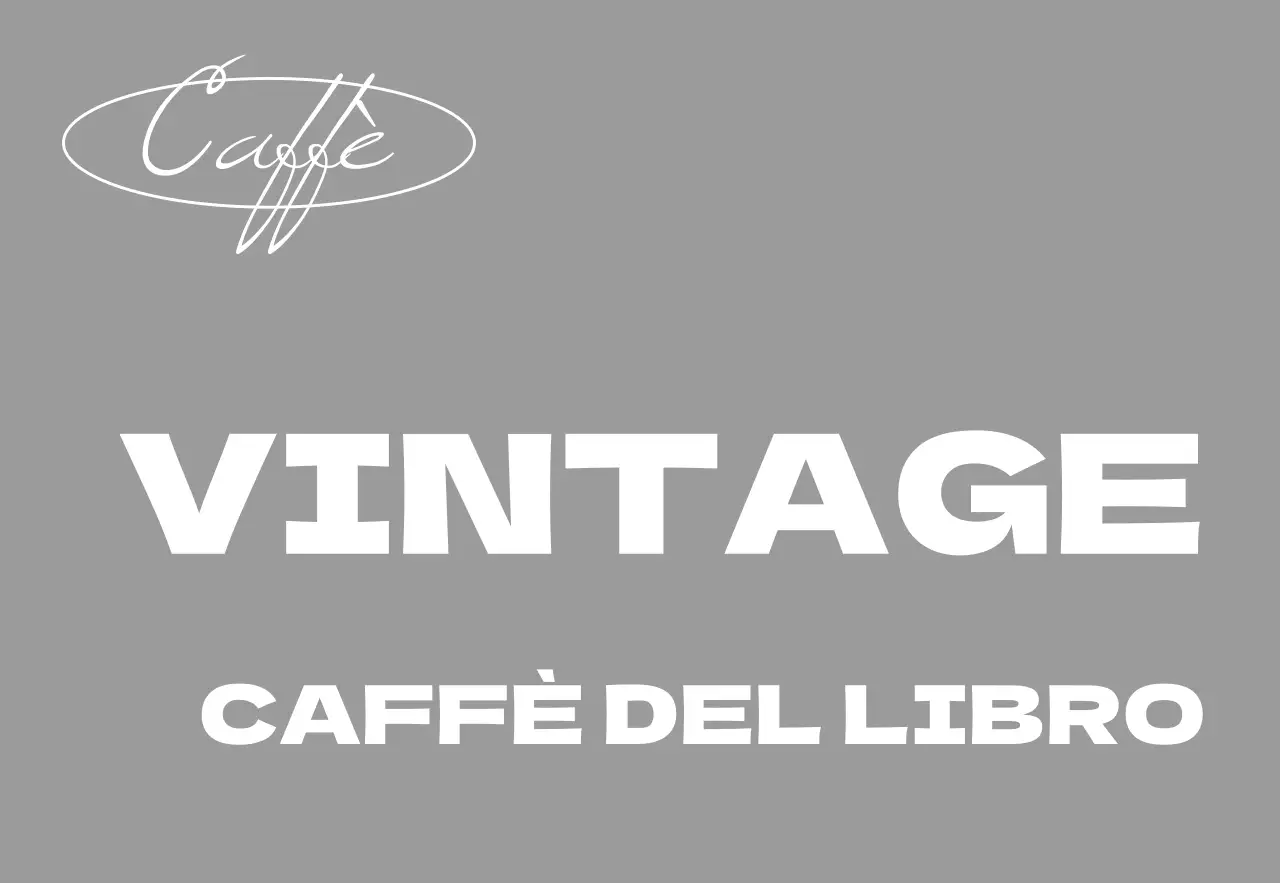 Un'insegna semplice per la vetrina di un negozio con testo vintage in bianco e nero e forme circolari.