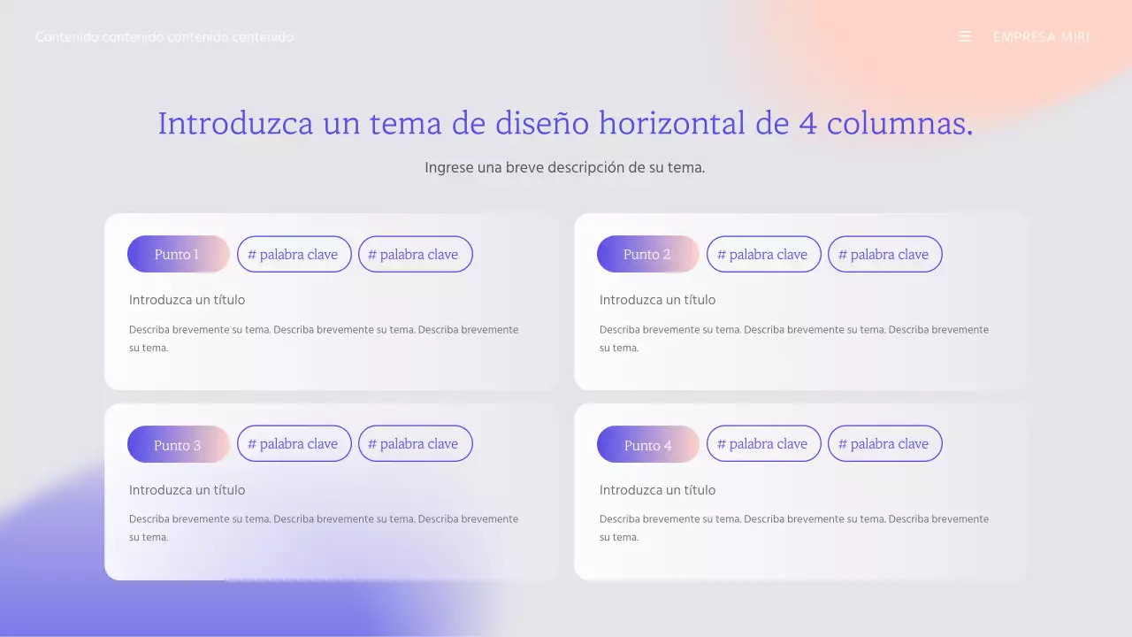 Plantilla de presentación de empresa con degradado violeta