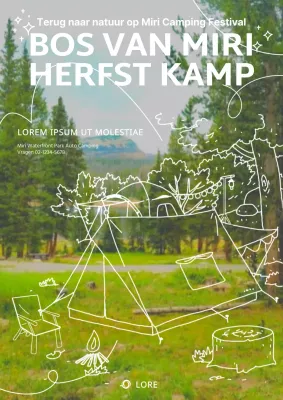 Lime groene lijntekening camping