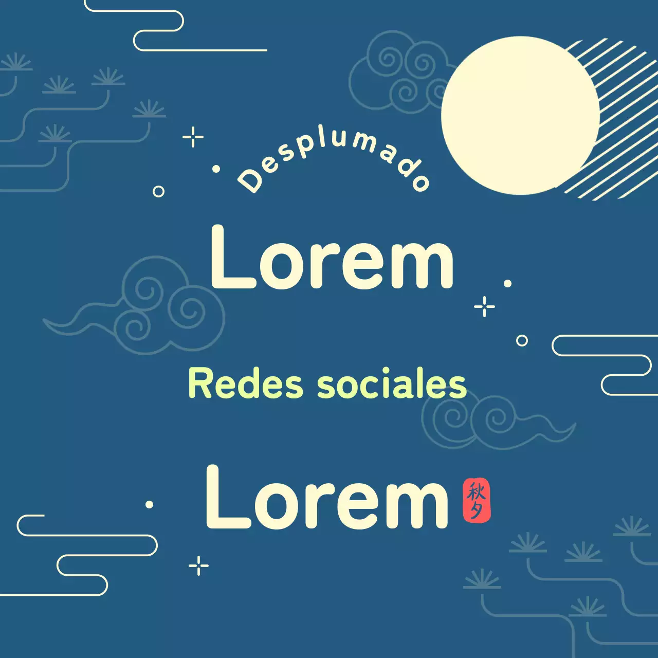 Anuncio de Chuseok con motivo tradicional y detalles en chartreuse