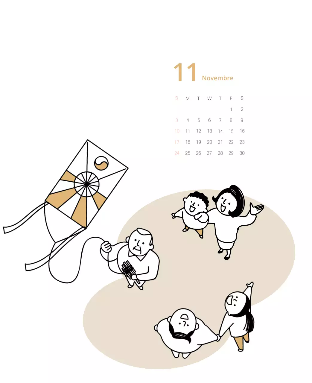 Calendario illustrato multicolore