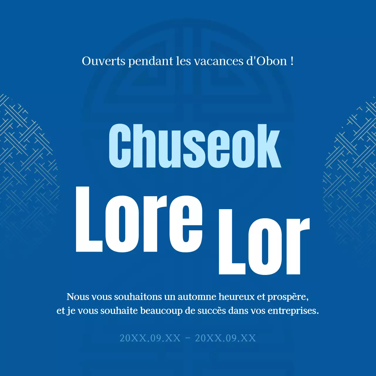 Une annonce calme, apaisante, dans les tons bleus, avec une police calligraphique.