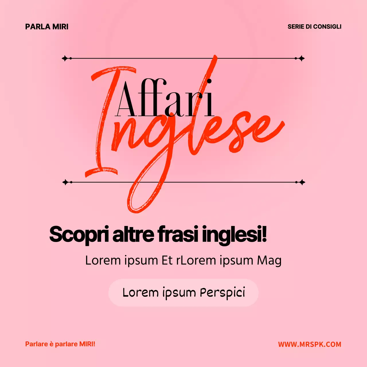 Materiale didattico minimalista per l'inglese commerciale in rosa e bianco